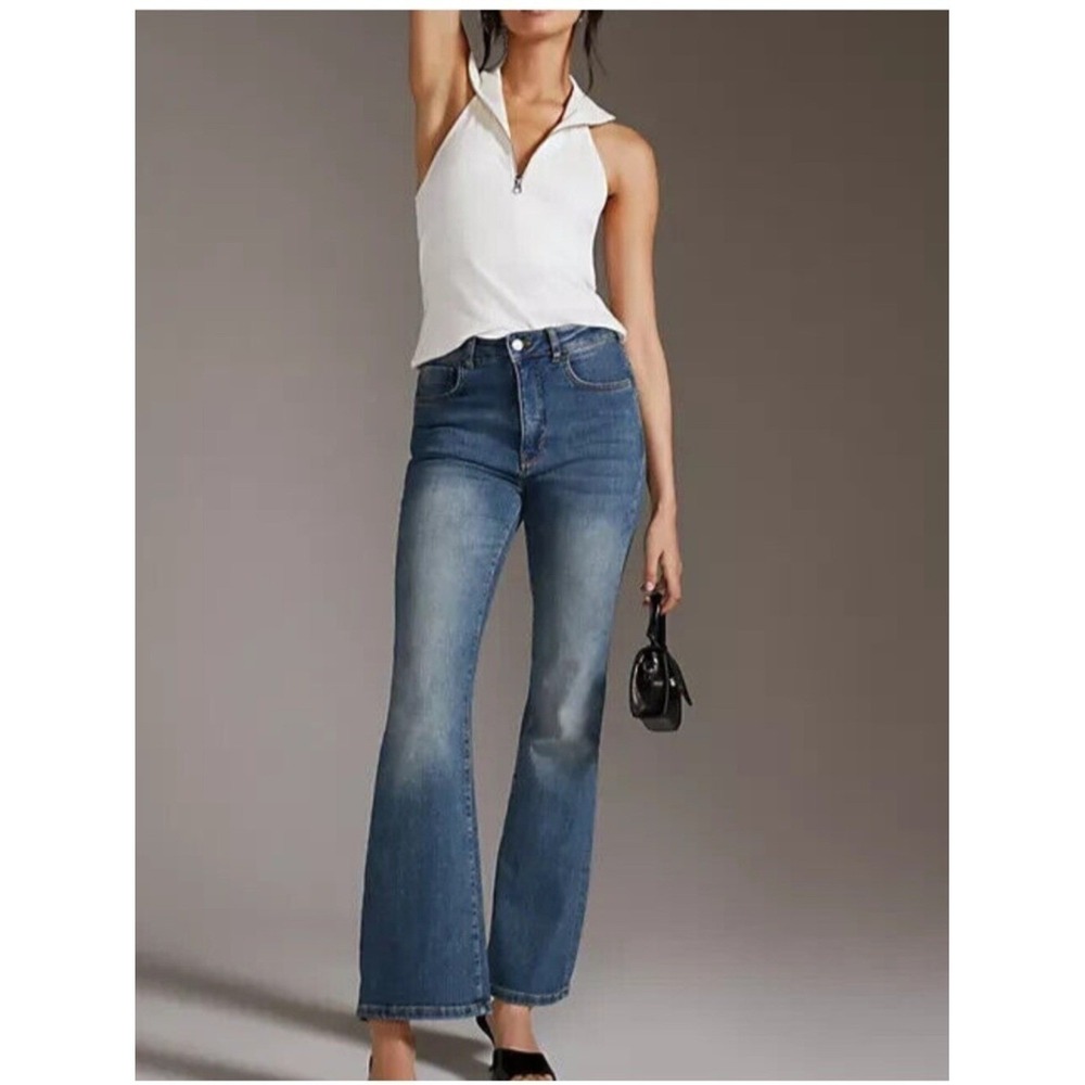 Pilcro Anthropologie Light Wash Flare Jeans Size 30 High Rise Button Fly‎ Denim